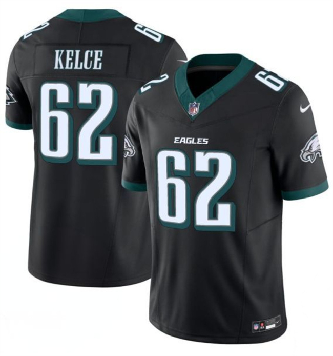 Men's Philadelphia Eagles #62 Jason Kelce Black 2024 F.U.S.E. Vapor Untouchable Limited Throwback Stitched Football Jersey Men's Philadelphia Eagles #62 Jason Kelce Black 2024 F.U.S.E. Vapor Untouchable Limited Throwback Stitched Football Jersey