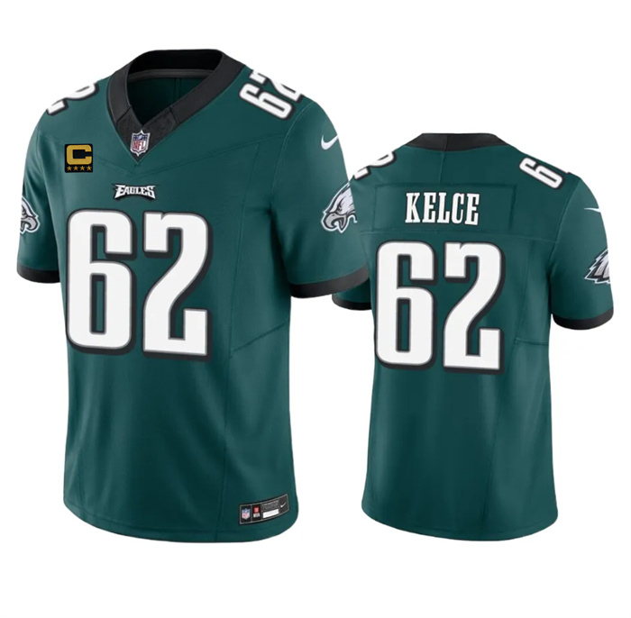 Men's Philadelphia Eagles #62 Jason Kelce Green 2023 F.U.S.E. With 4-Star C Patch Vapor Untouchable Limited Stitched Football Jersey Men's Philadelphia Eagles #62 Jason Kelce Green 2023 F.U.S.E. With 4-Star C Patch Vapor Untouchable Limited Stitched Football Jersey