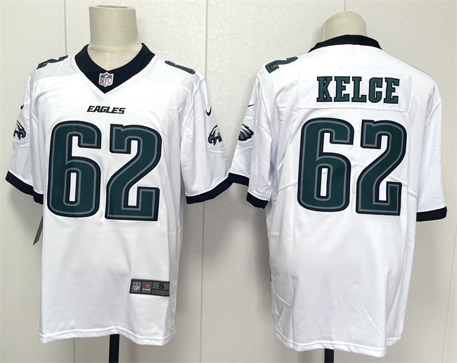 Men's Philadelphia Eagles #62 Jason Kelce White 2024 New Vapor Untouchable Limited Stitched Football Jersey Men's Philadelphia Eagles #62 Jason Kelce White 2024 New Vapor Untouchable Limited Stitched Football Jersey
