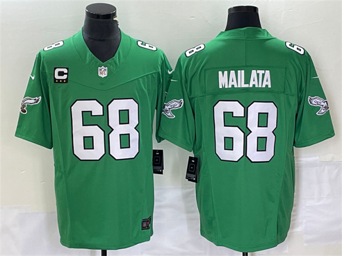 Men's Philadelphia Eagles #68 Jordan Mailata Green 2023 F.U.S.E. With C Patch Vapor Untouchable Stitched Football Jersey Men's Philadelphia Eagles #68 Jordan Mailata Green 2023 F.U.S.E. With C Patch Vapor Untouchable Stitched Football Jersey