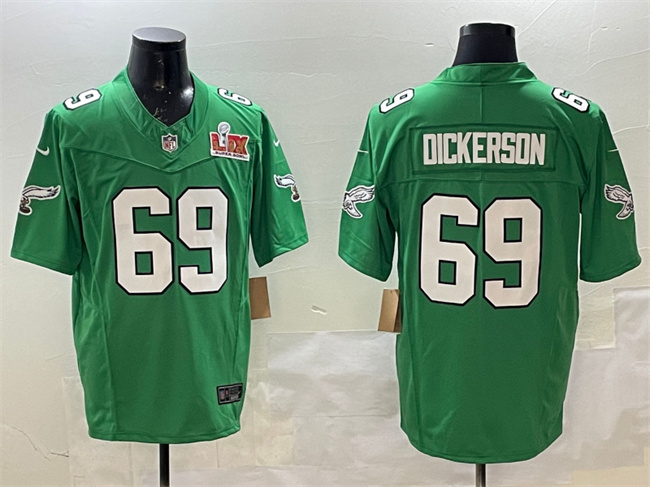 Men's Philadelphia Eagles #69 Landon Dickerson Green 2025 Super Bowl LIX Patch F.U.S.E. Throwback Vapor Untouchable Limited Stitched Football Jersey Men's Philadelphia Eagles #69 Landon Dickerson Green 2025 Super Bowl LIX Patch F.U.S.E. Throwback Vapor Untouchable Limited Stitched Football Jersey