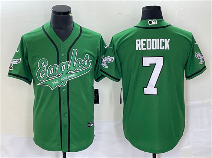 Men's Philadelphia Eagles #7 Haason Reddick Green Cool Base Stitched Baseball Jersey Men's Philadelphia Eagles #7 Haason Reddick Green Cool Base Stitched Baseball Jersey