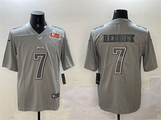 Men's Philadelphia Eagles #7 Haason Reddick Grey 2025 Super Bowl LIX Patch Atmosphere Fashion Vapor Untouchable Limited Stitched Football Jersey