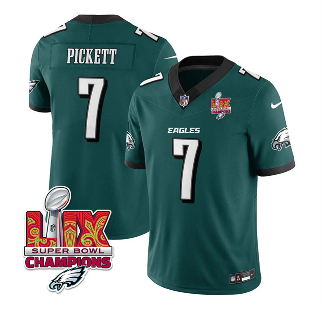 Men's Philadelphia Eagles #7 Kenny Pickett Green 2025 Eagles Logo Super Bowl LIX Patch New F.U.S.E. Vapor Limited Stitched Football Jersey Men's Philadelphia Eagles #7 Kenny Pickett Green 2025 Eagles Logo Super Bowl LIX Patch New F.U.S.E. Vapor Limited Stitched Football Jersey