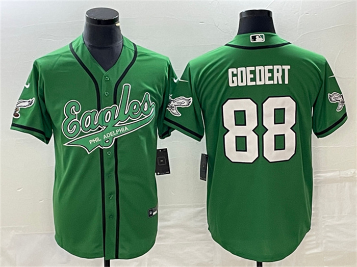 Men's Philadelphia Eagles #88 Dallas Goedert Green Cool Base Stitched Baseball Jersey Men's Philadelphia Eagles #88 Dallas Goedert Green Cool Base Stitched Baseball Jersey