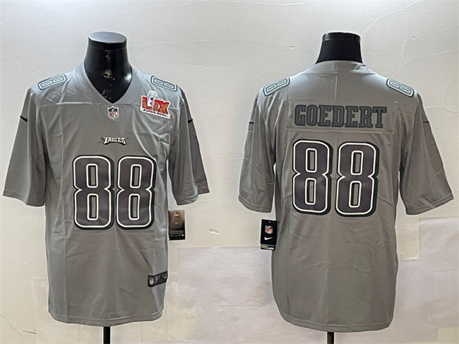 Men's Philadelphia Eagles #88 Dallas Goedert Grey 2025 Super Bowl LIX Patch Atmosphere Fashion Vapor Untouchable Limited Stitched Football Jersey Men's Philadelphia Eagles #88 Dallas Goedert Grey 2025 Super Bowl LIX Patch Atmosphere Fashion Vapor Untouchable Limited Stitched Football Jersey