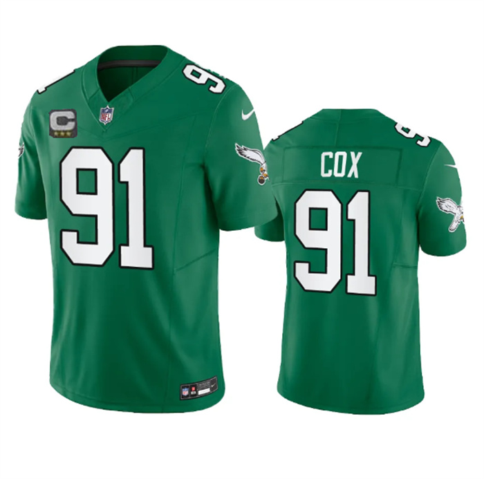 Men's Philadelphia Eagles #91 Fletcher Cox Green 2023 F.U.S.E. With C Patch Vapor Untouchable Stitched Football Jersey Men's Philadelphia Eagles #91 Fletcher Cox Green 2023 F.U.S.E. With C Patch Vapor Untouchable Stitched Football Jersey