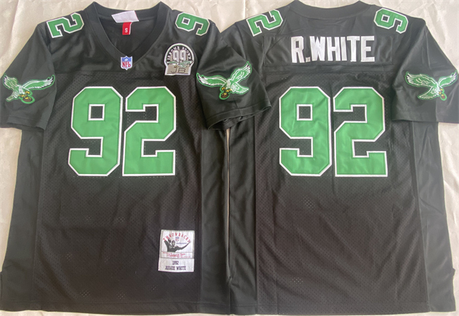 Men's Philadelphia Eagles #92 Reggie White Black Throwback Stitched Football Jersey