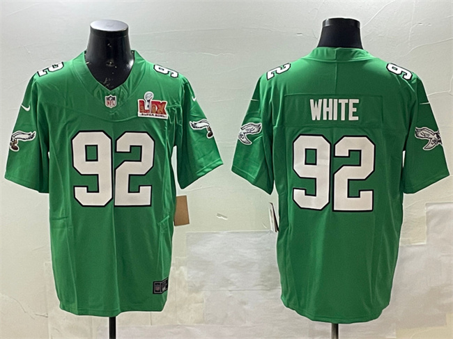 Men's Philadelphia Eagles #92 Reggie White Green 2025 Super Bowl LIX Patch F.U.S.E. Throwback Vapor Untouchable Limited Stitched Football Jersey Men's Philadelphia Eagles #92 Reggie White Green 2025 Super Bowl LIX Patch F.U.S.E. Throwback Vapor Untouchable Limited Stitched Football Jersey
