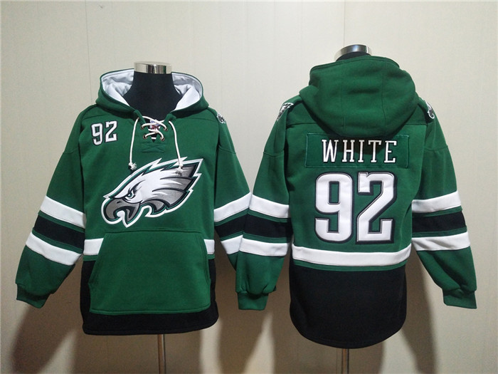 Men's Philadelphia Eagles #92 Reggie White Green Ageless Must-Have Lace-Up Pullover Hoodie Men's Philadelphia Eagles #92 Reggie White Green Ageless Must-Have Lace-Up Pullover Hoodie