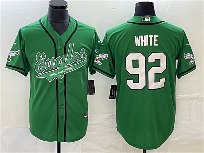 Men's Philadelphia Eagles #92 Reggie White Green Cool Base Stitched Baseball Jersey Men's Philadelphia Eagles #92 Reggie White Green Cool Base Stitched Baseball Jersey