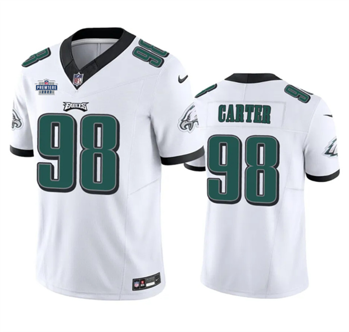Men's Philadelphia Eagles #98 Jalen Carter White 2023 F.U.S.E. With Prem1ere Patch Vapor Untouchable Limited Stitched Football Jersey Men's Philadelphia Eagles #98 Jalen Carter White 2023 F.U.S.E. With Prem1ere Patch Vapor Untouchable Limited Stitched Football Jersey