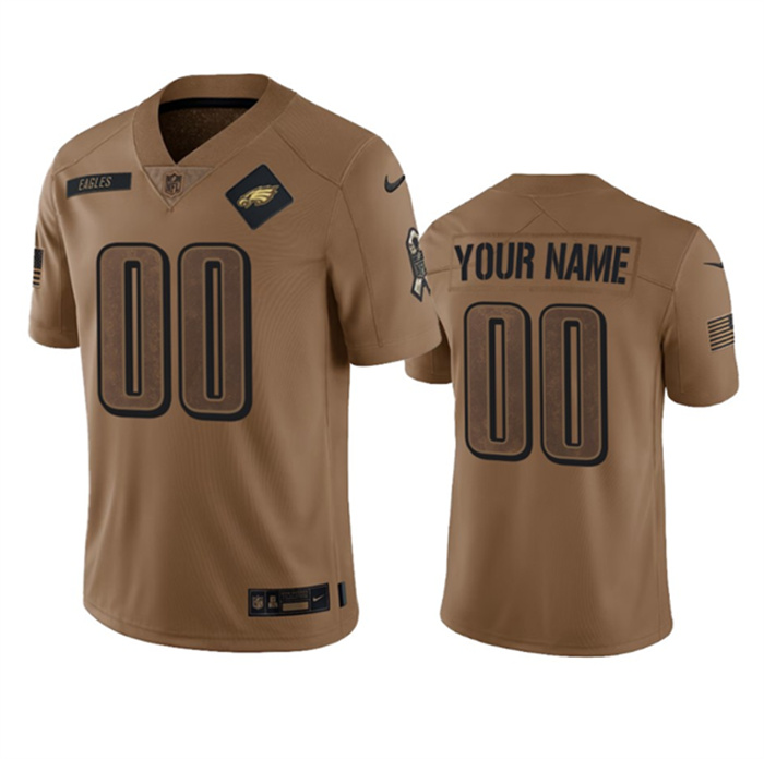 Men's Philadelphia Eagles Active Player Custom 2023 Brown Salute To Setvice Limited Stitched Football Jersey Men's Philadelphia Eagles Active Player Custom 2023 Brown Salute To Setvice Limited Stitched Football Jersey