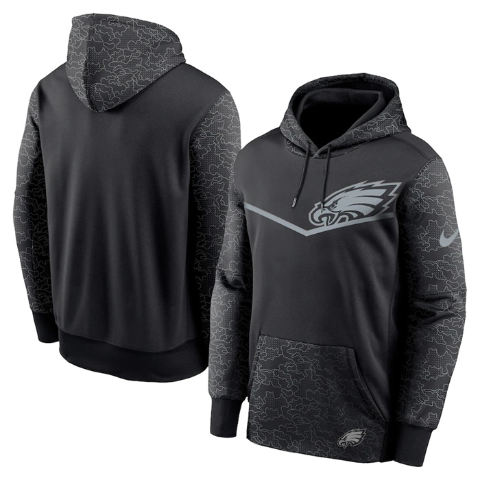 Men's Philadelphia Eagles Black Reflective Therma Hoodie Men's Philadelphia Eagles Black Reflective Therma Hoodie