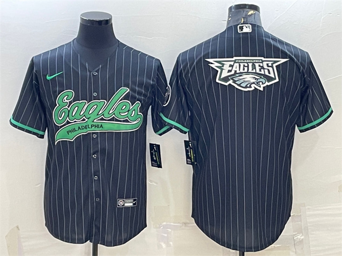 Men's Philadelphia Eagles Black Team Big Logo With Patch Cool Base Stitched Baseball Jersey Men's Philadelphia Eagles Black Team Big Logo With Patch Cool Base Stitched Baseball Jersey
