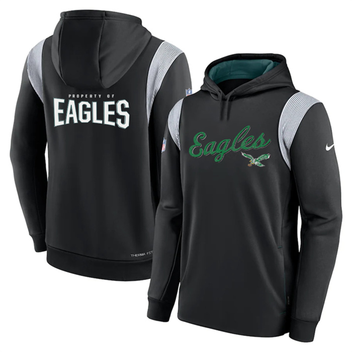 Men's Philadelphia Eagles Black With Logo In Back Sideline Pullover Hoodie Men's Philadelphia Eagles Black With Logo In Back Sideline Pullover Hoodie