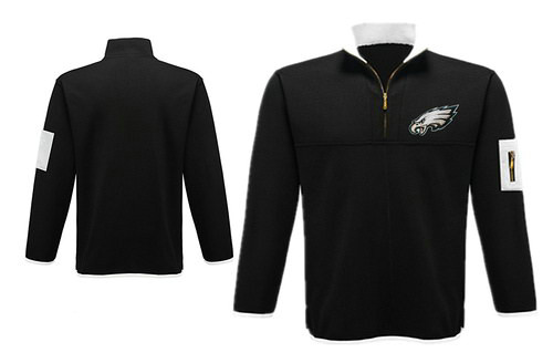 Men's Philadelphia Eagles Blank Antigua Charcoal Fortune Sweater Knit Microfleece Quarter-Zip Pullover Black Jacket Men's Philadelphia Eagles Blank Antigua Charcoal Fortune Sweater Knit Microfleece Quarter-Zip Pullover Black Jacket
