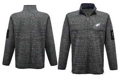 Men's Philadelphia Eagles Blank Antigua Charcoal Fortune Sweater Knit Microfleece Quarter-Zip Pullover Gray Jacket Men's Philadelphia Eagles Blank Antigua Charcoal Fortune Sweater Knit Microfleece Quarter-Zip Pullover Gray Jacket