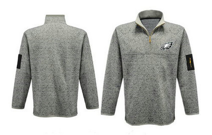 Men's Philadelphia Eagles Blank Antigua Charcoal Fortune Sweater Knit Microfleece Quarter-Zip Pullover Light Gray Jacket Men's Philadelphia Eagles Blank Antigua Charcoal Fortune Sweater Knit Microfleece Quarter-Zip Pullover Light Gray Jacket