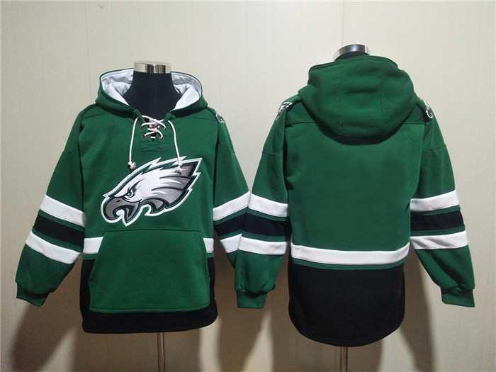 Men's Philadelphia Eagles Blank Green Lace-Up Pullover Hoodie Men's Philadelphia Eagles Blank Green Lace-Up Pullover Hoodie