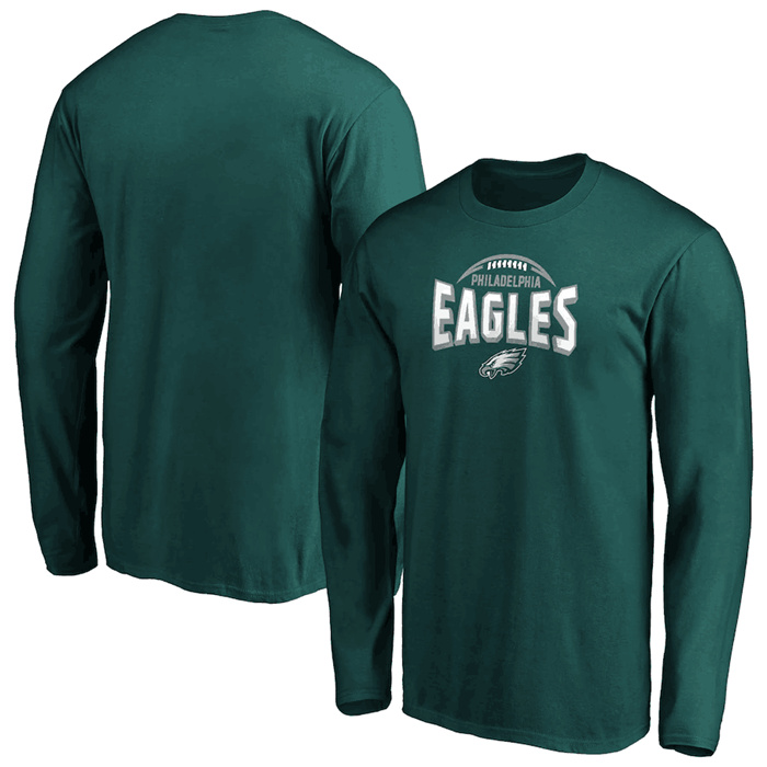 Men's Philadelphia Eagles Green Clamp Down Long Sleeve T-Shirt Men's Philadelphia Eagles Green Clamp Down Long Sleeve T-Shirt