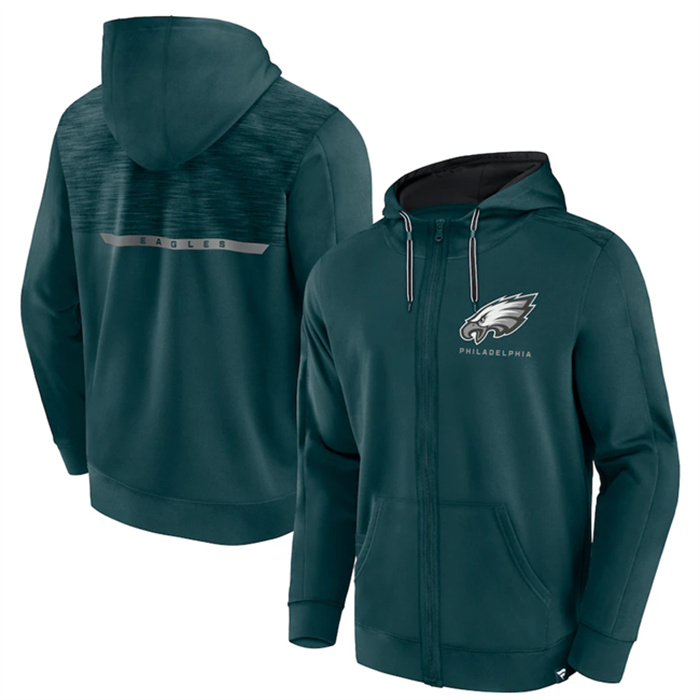 Men's Philadelphia Eagles Green Defender Evo Full-Zip Hoodie Men's Philadelphia Eagles Green Defender Evo Full-Zip Hoodie