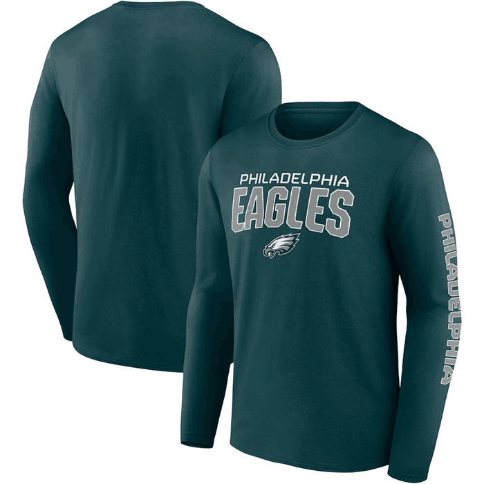 Men's Philadelphia Eagles Green Go The Distance Long Sleeve T-Shirt Men's Philadelphia Eagles Green Go The Distance Long Sleeve T-Shirt