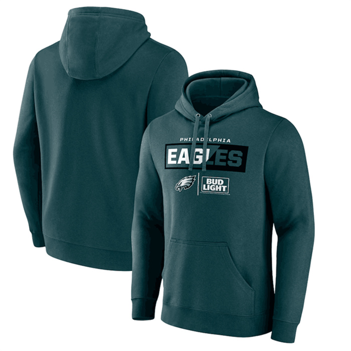 Men's Philadelphia Eagles Green X Bud Light Pullover Hoodie Men's Philadelphia Eagles Green X Bud Light Pullover Hoodie