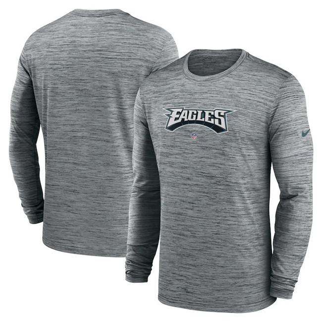 Men's Philadelphia Eagles Grey Sideline Team Velocity Performance Long Sleeve T-Shirt Men's Philadelphia Eagles Grey Sideline Team Velocity Performance Long Sleeve T-Shirt