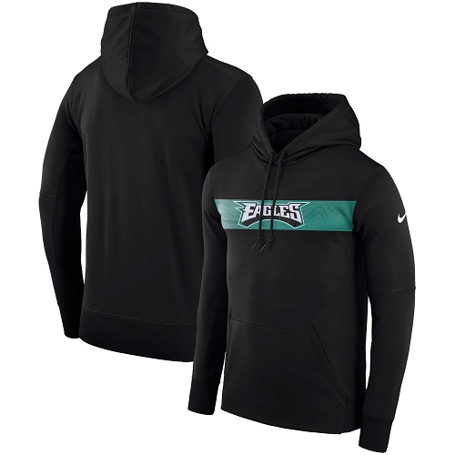 Men's Philadelphia Eagles Nike Black Sideline Team Performance Pullover Hoodie Men's Philadelphia Eagles Nike Black Sideline Team Performance Pullover Hoodie