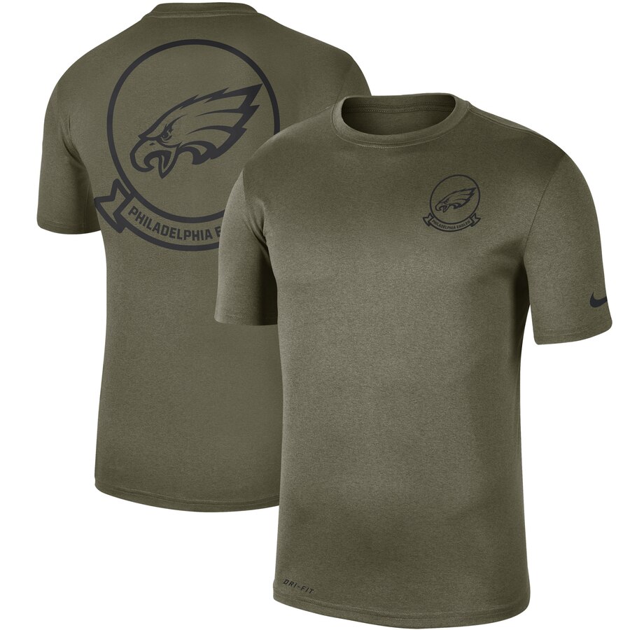 Men's Philadelphia Eagles Nike Olive 2019 Salute To Service Sideline Seal Legend Performance T-Shirt