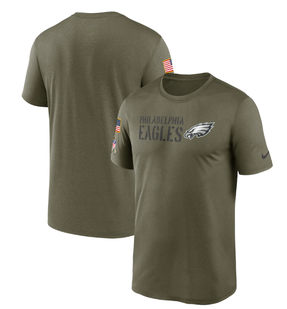 Men's Philadelphia Eagles Olive 2022 Salute To Service Legend Team T-Shirt
