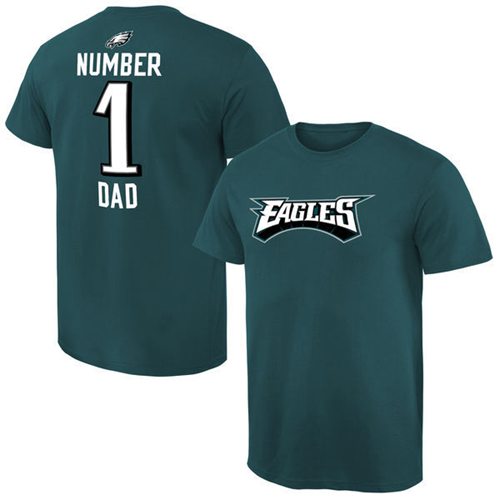 Men's Philadelphia Eagles Pro Line College Number 1 Dad T-Shirt Green