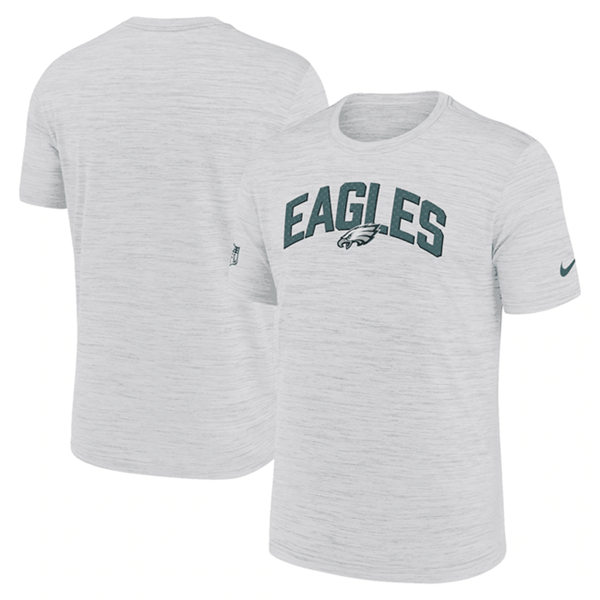 Men's Philadelphia Eagles White Sideline Velocity Stack Performance T-Shirt Men's Philadelphia Eagles White Sideline Velocity Stack Performance T-Shirt