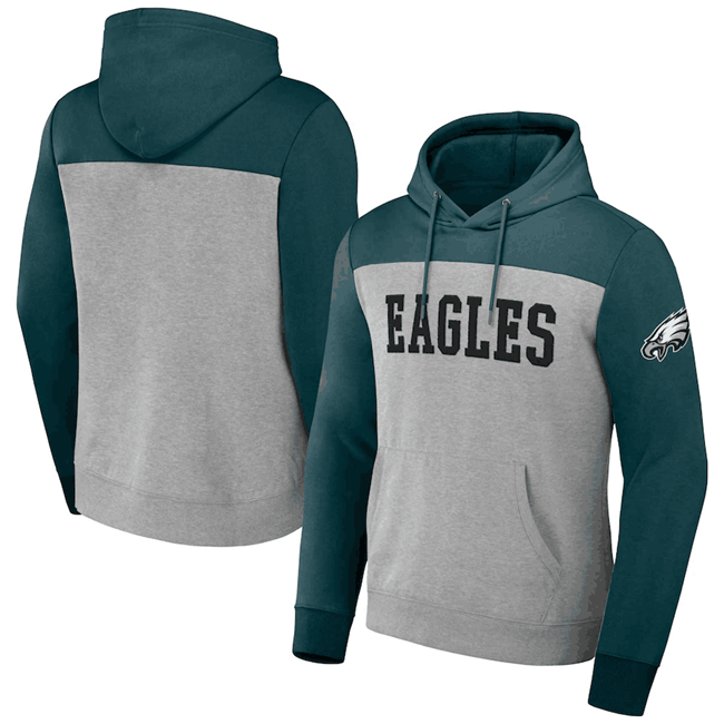 Men's Philadelphia Eagles X Darius Rucker Collection Midnight Heather Gray Colorblock Pullover Hoodie Men's Philadelphia Eagles X Darius Rucker Collection Midnight Heather Gray Colorblock Pullover Hoodie