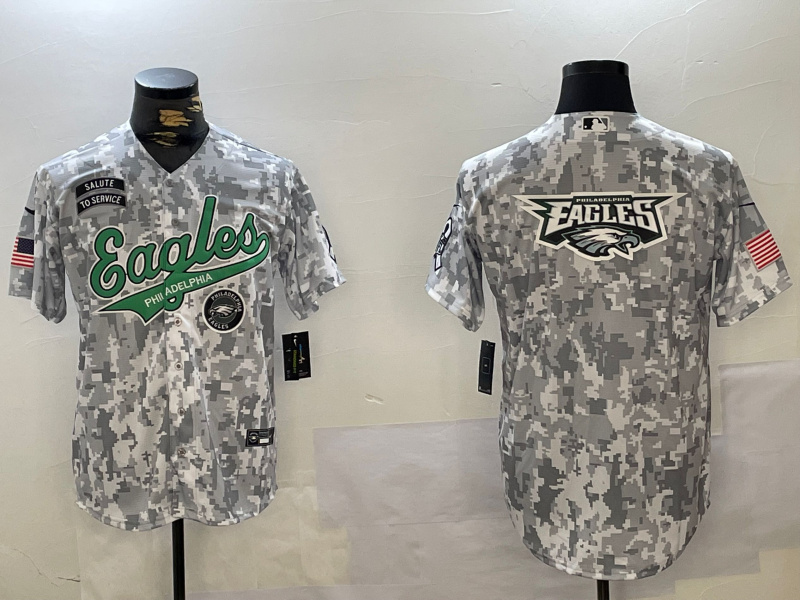 Men's Philadelphia Eagles big logo 2024 F.U.S.E Arctic Camo Salute To Service Limited Stitched Jersey 2