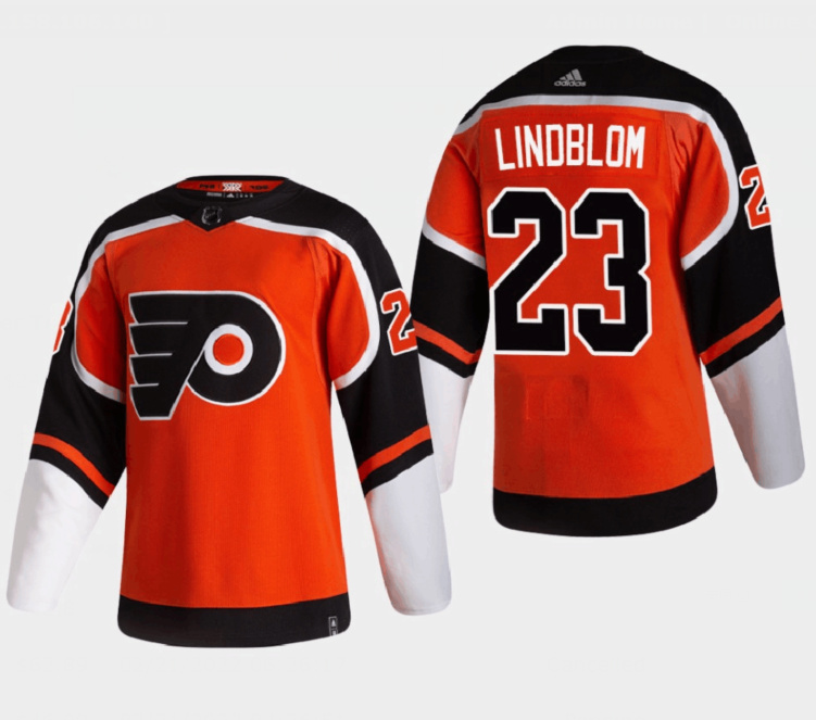 Men's Philadelphia Flyers #23 Oskar Lindblom 2021 Orange Reverse Retro Stitched Jersey Men's Philadelphia Flyers #23 Oskar Lindblom 2021 Orange Reverse Retro Stitched Jersey