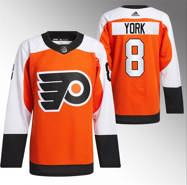 Men's Philadelphia Flyers #8 Cam York 2023 24 Orange Stitched Jersey Men's Philadelphia Flyers #8 Cam York 2023 24 Orange Stitched Jersey