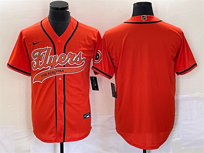 Men's Philadelphia Flyers Blank Orange Cool Base Stitched Baseball Jersey Men's Philadelphia Flyers Blank Orange Cool Base Stitched Baseball Jersey