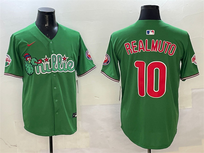 Men's Philadelphia Phillies #10 J.T. Realmuto Green Phanatic Limited Stitched Jersey