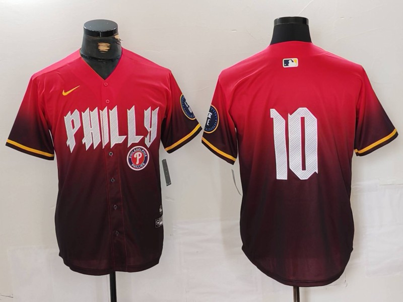Men's Philadelphia Phillies #10 J.T. Realmuto Red 2024 City Connect Limited Stitched Jersey 2 Men's Philadelphia Phillies #10 J.T. Realmuto Red 2024 City Connect Limited Stitched Jersey 2