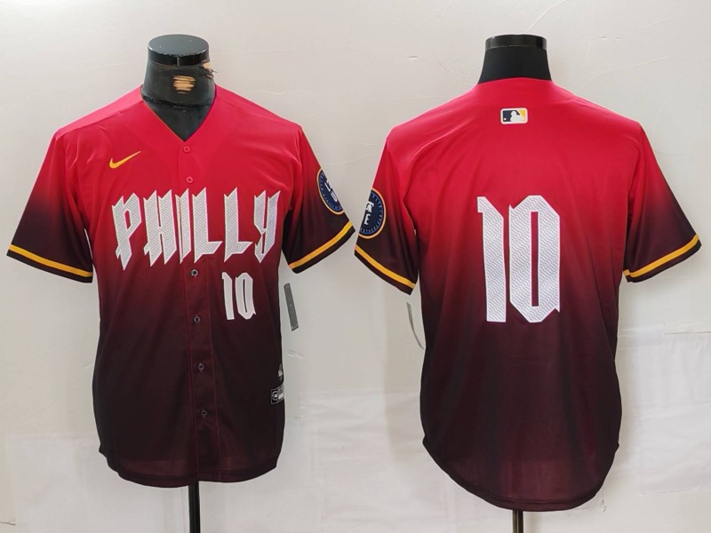 Men's Philadelphia Phillies #10 J.T. Realmuto Red 2024 City Connect Limited Stitched Jersey 4 Men's Philadelphia Phillies #10 J.T. Realmuto Red 2024 City Connect Limited Stitched Jersey 4