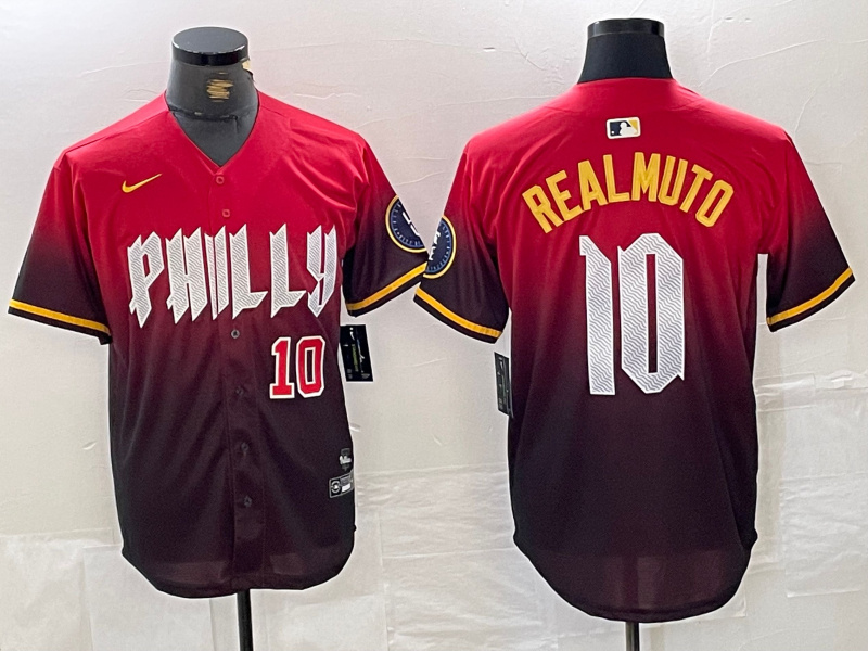 Men's Philadelphia Phillies #10 J.T. Realmuto Red 2024 City Connect Limited Stitched Jersey