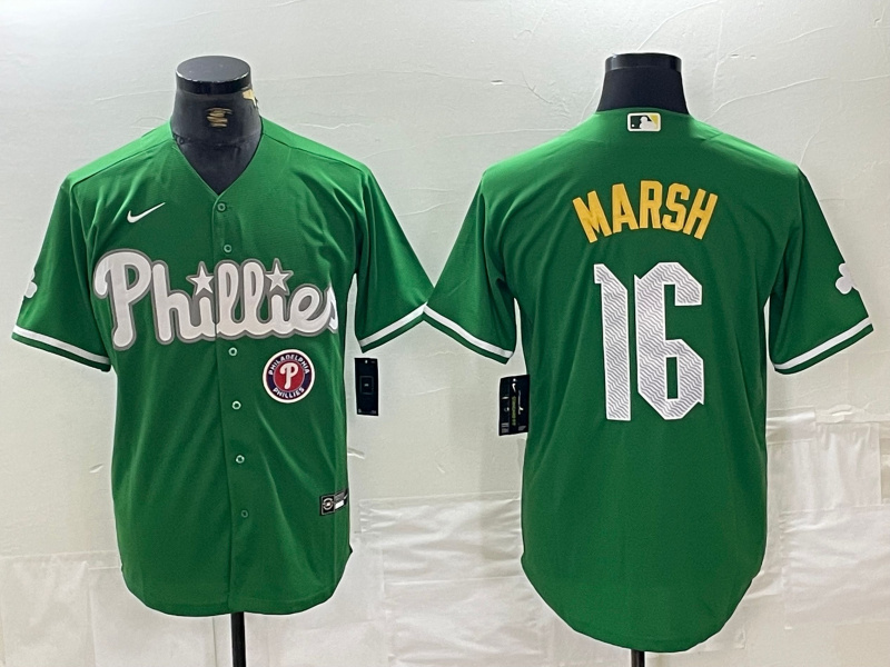 Men's Philadelphia Phillies #16 Brandon Marsh Green 2024 City Connect Stitched Jersey1