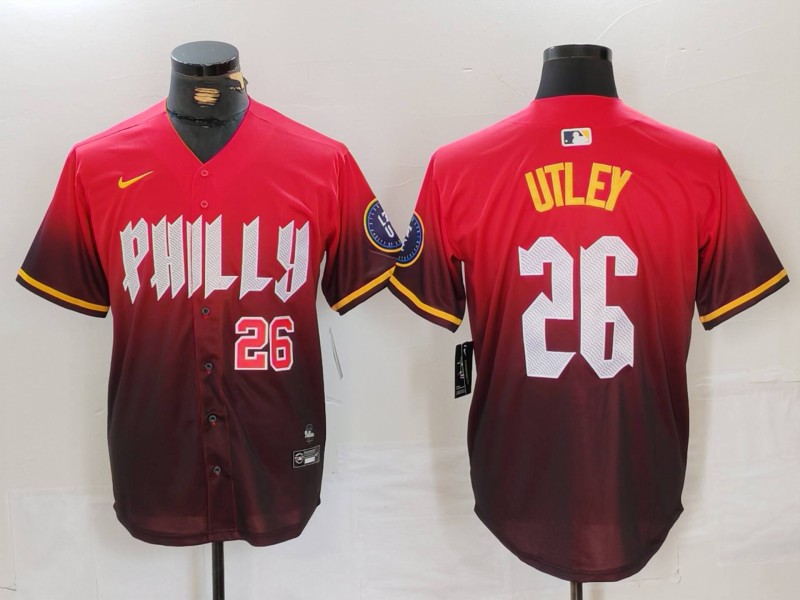 Men's Philadelphia Phillies #26 Chase Utley Red 2024 City Connect Limited Stitched Jersey 3 Men's Philadelphia Phillies #26 Chase Utley Red 2024 City Connect Limited Stitched Jersey 3