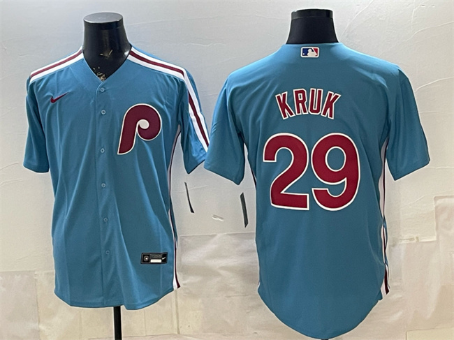 Men's Philadelphia Phillies #29 John Kruk Blue Cool Base Stitched Jersey Men's Philadelphia Phillies #29 John Kruk Blue Cool Base Stitched Jersey