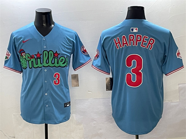 Men's Philadelphia Phillies #3 Bryce Harper Light Blue Phanatic Limited Stitched Jersey