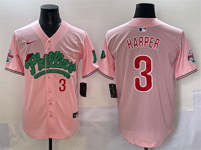 Men's Philadelphia Phillies #3 Bryce Harper Pink Phanatic Limited Stitched Jersey