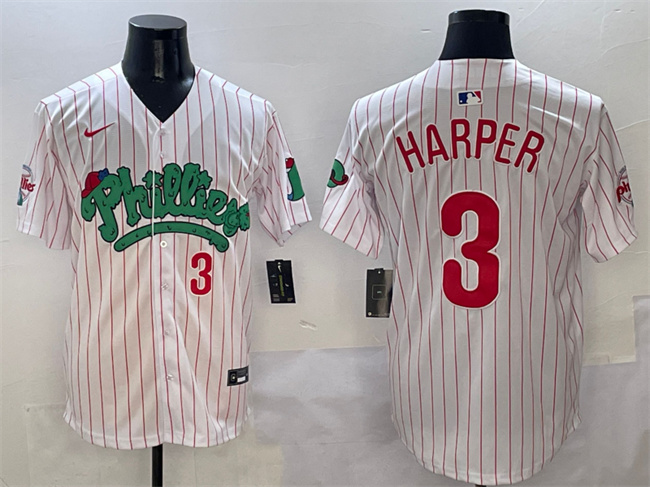 Men's Philadelphia Phillies #3 Bryce Harper White Phanatic Limited Stitched Jersey