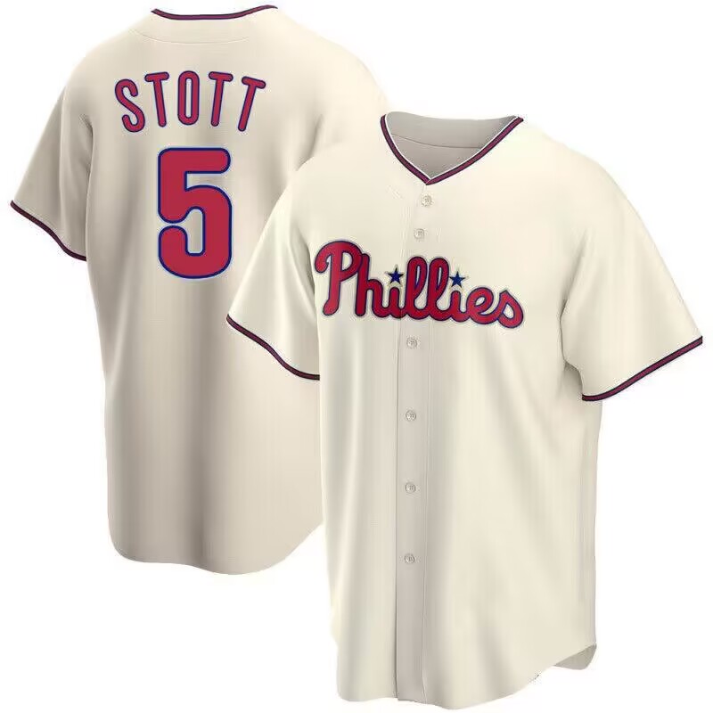 Men's Philadelphia Phillies #5 Bryson Stott  Cream Cool Base Stitched Baseball Jersey